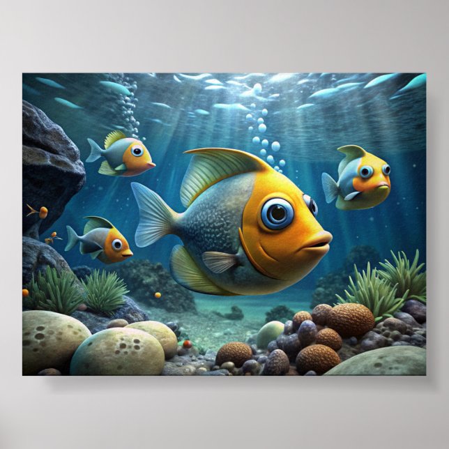 Un tableau de poissons au fond de la rivière (Devant)