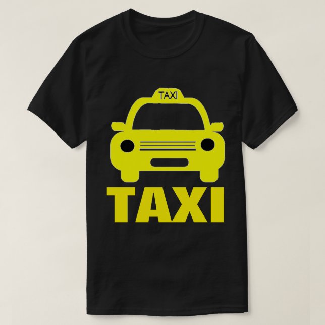 Un taxi et un texte sur le T-shirt noir masculin (Design devant)