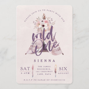Un teepee invitation de fête d'anniversaire sauvag