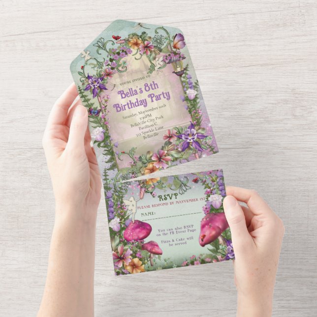 Un TOUT EN UNE Fée Invitation Anniversaire (Déchirure)