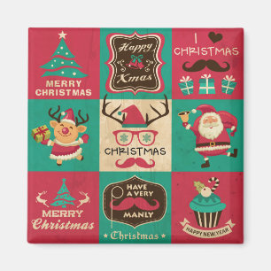 Un très Manly Christmas Mustache Magnet collage