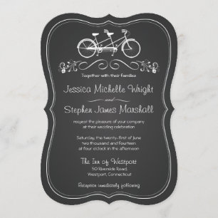 Un vélo en tableau pour deux invitations de mariag