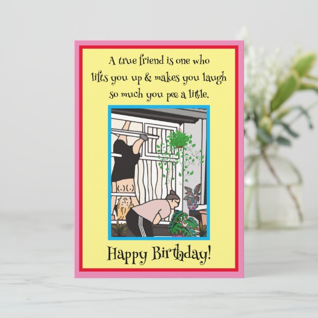 Un Véritable Ami Vous Lève Une Carte De Vacances P (Debout devant)