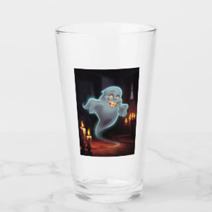 Un verre avec un fantôme souriant.