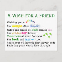 Un voeu pour un ami Carte postale de la Saint-Patr