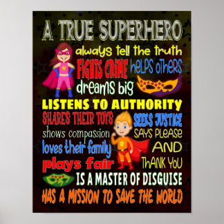 Un vrai Superhéros Motivationnel - Poster 11x14