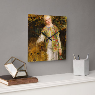 Una and the Lion, 1860 by William Bell Scott Square Wall Clock