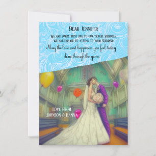 Unable to attend wedding invitation card