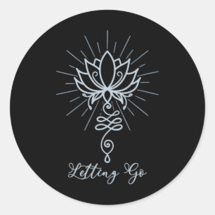 Unalome Symbol Lotus Flower Letting Go  Classic Round Sticker