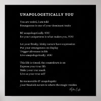Unapologely You Be self poem poster wall