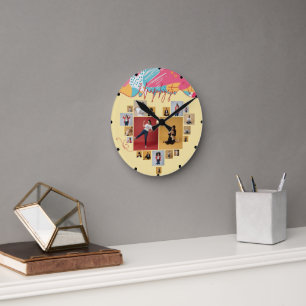Unapologetic Personalized Feminine Photo Collage  Round Clock
