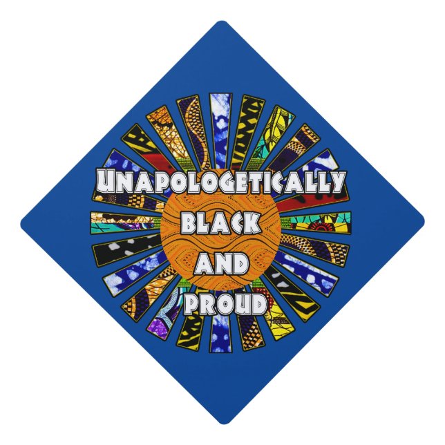 Unapologetically black and proud graduation cap topper (Front)