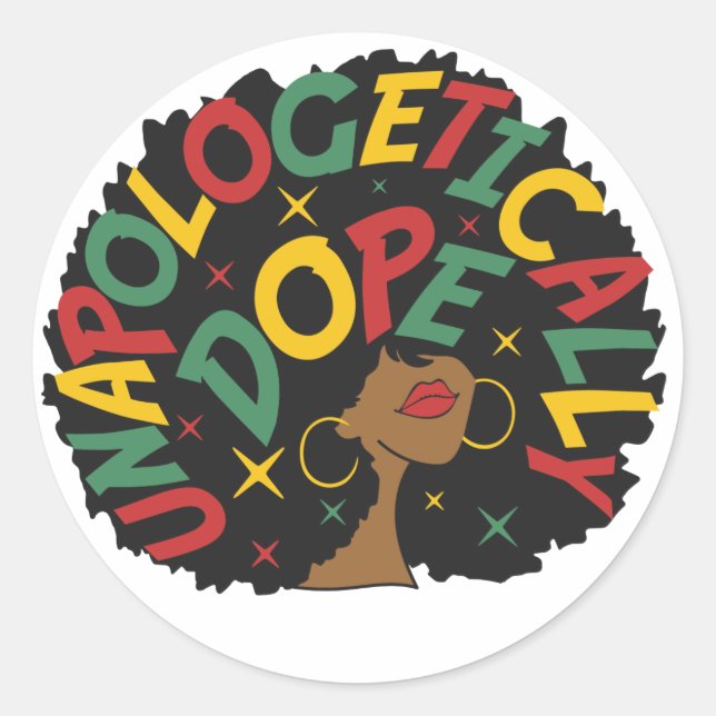 Unapologetically Dope Black Girl Afro  Classic Round Sticker (Front)