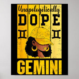 Unapologetically Gemini Black Woman Cap Zodiac Poster