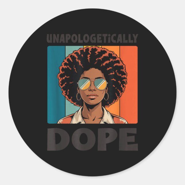 Unapologetically Retro Melanin Confidence  Classic Round Sticker (Front)