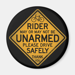“UNARMED RIDER” Black Round Magnet