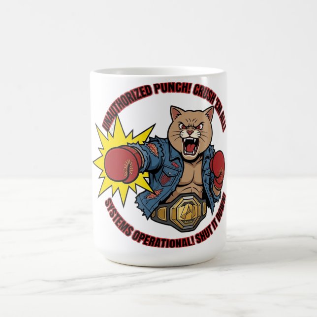 Unauthorized Punch Crush Em All Cat T-Shirt Coffee Mug (Center)