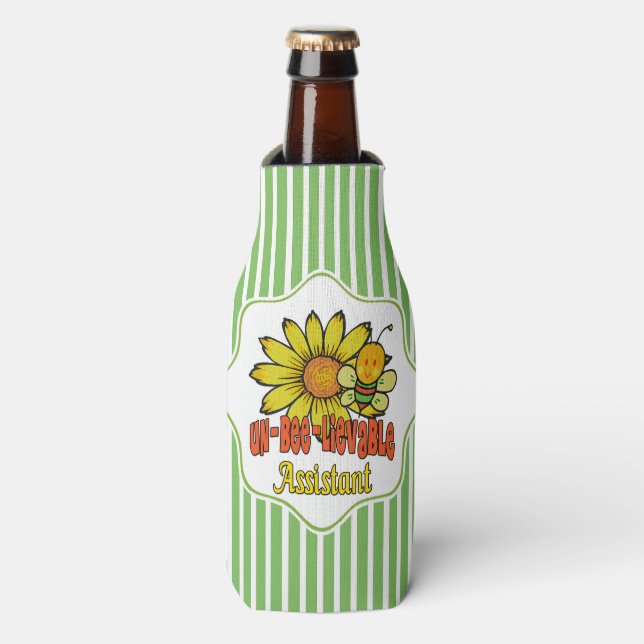 Unbelievable Assistant Sunflowers and Bees Bottle Cooler (Bottle Front)