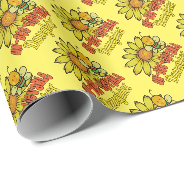 Unbelievable Daughter Sunflowers and Bees Wrapping Paper (Roll Corner)