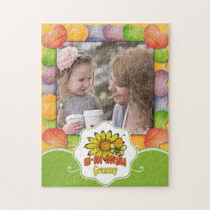 Unbelievable Grammy Sunflowers and Bees Jigsaw Puzzle