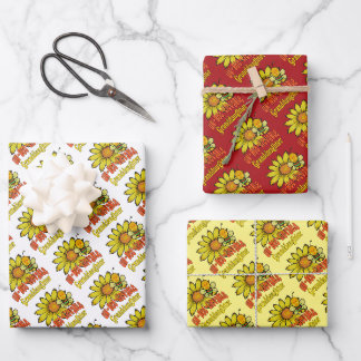 Unbelievable Granddaughter Sunflowers and Bees Wrapping Paper Sheet