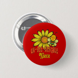 Unbelievable Niece Sunflowers and Bees 2 Inch Round Button