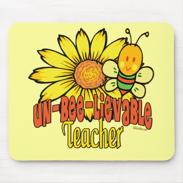 Unbelievable Teacher with Sunflowers and Bees Mouse Pad (Front)