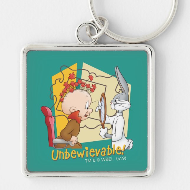 "Unbewievable" Barber BUGS BUNNY™ & Elmer Fudd Keychain (Front)