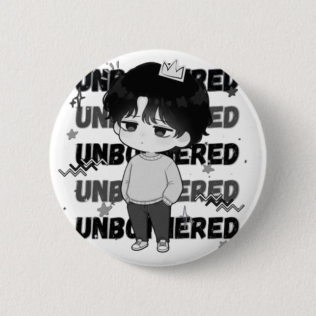 Unbothered Crown Relatable Chibi Graphic Illustrat 2 Inch Round Button (Front)