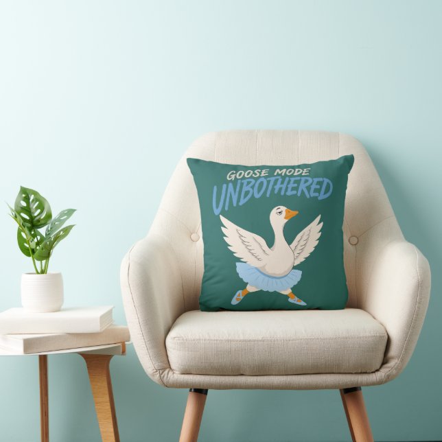 Unbothered Goose Mode Funny Ballet Goose Throw Pillow (Chair)