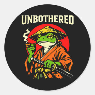 Unbothered Samurai Frog Vintage Japanese Zen Toad Classic Round Sticker