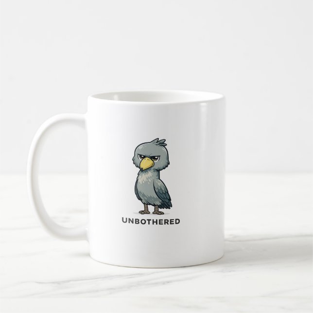 Unbothered Shoebill Bird Minimalist Funny Design Coffee Mug (Left)