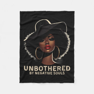 Unbothered Sy Black Queen African American Ladies Fleece Blanket