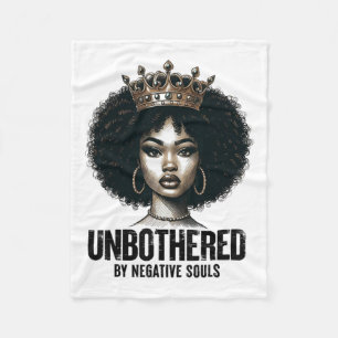 Unbothered Sy Black Queen African American Ladies Fleece Blanket