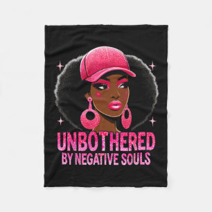 Unbothered Sy Black Queen African American Ladies Fleece Blanket