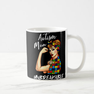 Unbreakable Autism Mom Messy Bun Autism Awareness  Coffee Mug