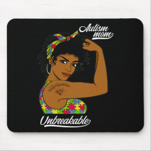 Unbreakable Autism Mom Messy Bun Autism Awareness Mouse Pad