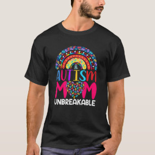 Unbreakable Autism Mom Messy Bun Autism Awareness T-Shirt