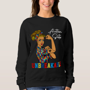 Unbreakable Autism Sister Strong Autistic Lady Aut Sweatshirt