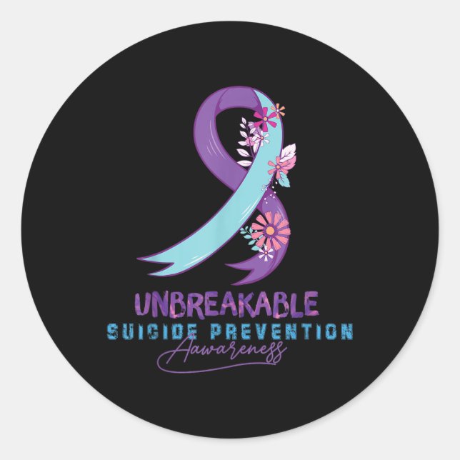 Unbreakable Depression Suicide Prevention Awarenes Classic Round Sticker (Front)