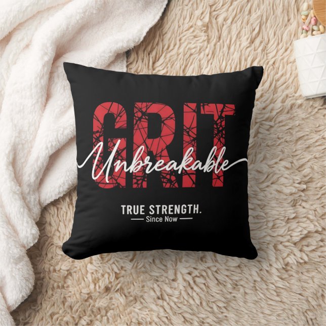 Unbreakable Grit Motivational Quote Art  Throw Pillow (Blanket)