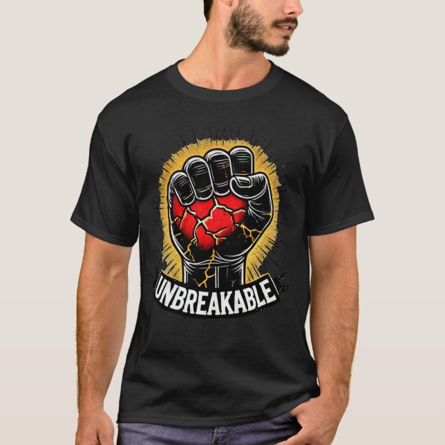 Unbreakable Power Fist Kintsugi Heart Graphic Tee (Front)
