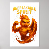 Unbreakable Spirit – Fiery Phoenix Cartoon PRINT!