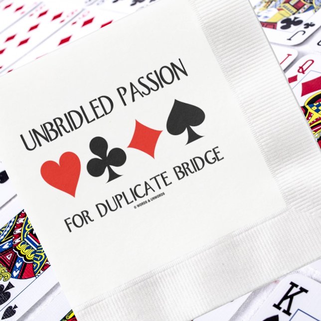 Unbridled Passion For Duplicate Bridge Card Suits Napkin (Paper napkin for any duplicate bridge advocate)
