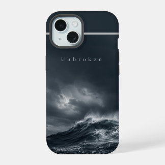 Unbroken - Dark Stormy Ocean Aesthetic Quote iPhone 15 Case