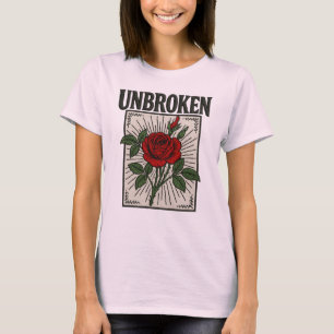 Unbroken Rose Embroidered Art T-Shirt