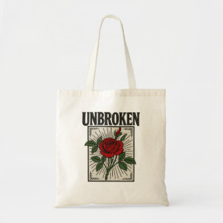 Unbroken Rose Embroidered Art Tote Bag