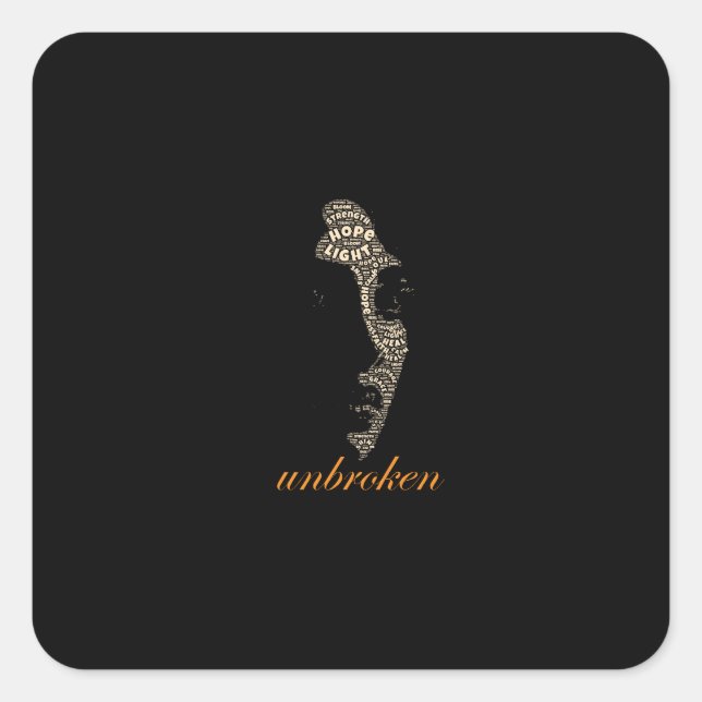 Unbroken Woman Typography Square Sticker (Front)