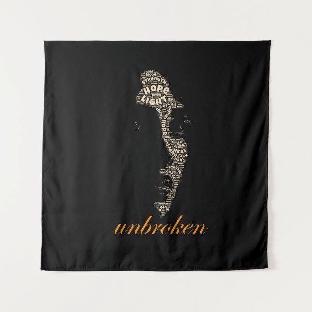 Unbroken Woman Typography Tapestry (Front)