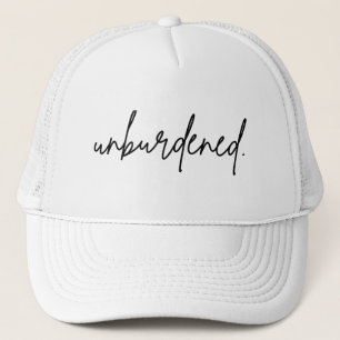 UNBURDENED BLACK SCRIPT TRUCKER HAT